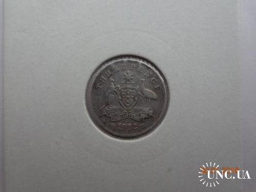 Австралия 3 пенса 1912 George V серебро состояние очень редкая
