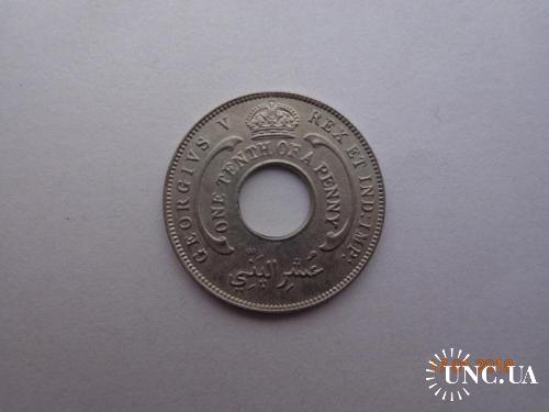 Британская Западная Африка 1/10 пенни 1919H George V СУПЕР состояние очень редкая (малый тираж)
