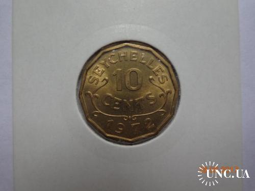Британские Сейшельские о-ва 10 центов 1972 Elizabeth II СУПЕР состояние очень редкая
