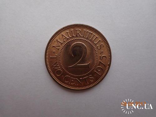 Британский Маврикий 2 цента 1975 Elizabeth II СУПЕР состояние редкая
