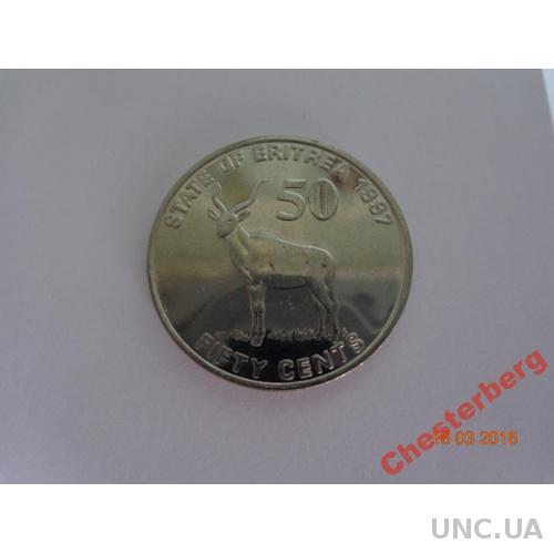 Эритрея 50 центов 1997 "Куду" СУПЕР состояние редкая