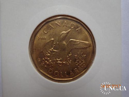 Канада 1 доллар 2008 Elizabeth II "Loon splashing and Olimpic logo" СУПЕР состояние очень редкая
