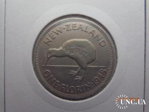 Новая Зеландия 1 флорин 1948 George VI "Kiwi bird" состояние очень редкая
