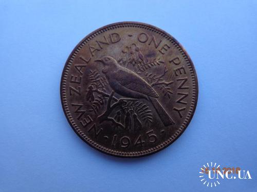 Новая Зеландия 1 пенни 1945 George VI "Tui bird" СУПЕР состояние редкая
