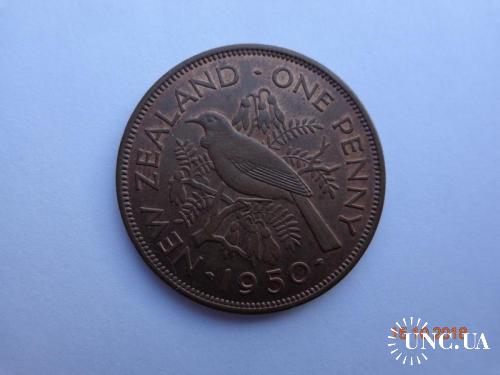 Новая Зеландия 1 пенни 1950 George VI "Tui bird" СУПЕР состояние редкая
