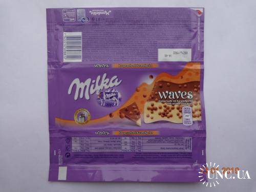 Обёртка от шоколада "Milka Wawes with caramel" 81g (Mondelez International, Швейцария) (2018) 2
