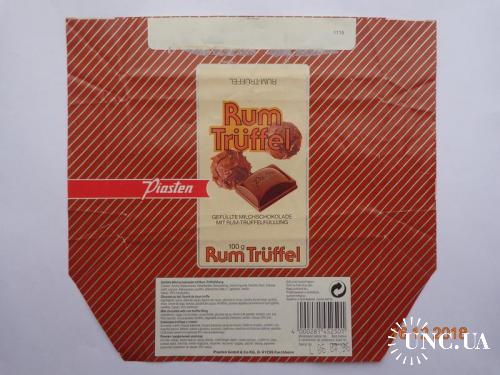 Обёртка от шоколада "Piasten Rum Truffel" 100g (Piasten GmbH &amp; Co, Forchheim, Германия) (1996)
