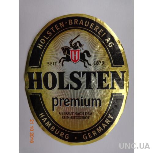 Пивная этикетка "Holsten premium" (ОАО "ПБК "Славутич", Запорожье, Украина) (2007)