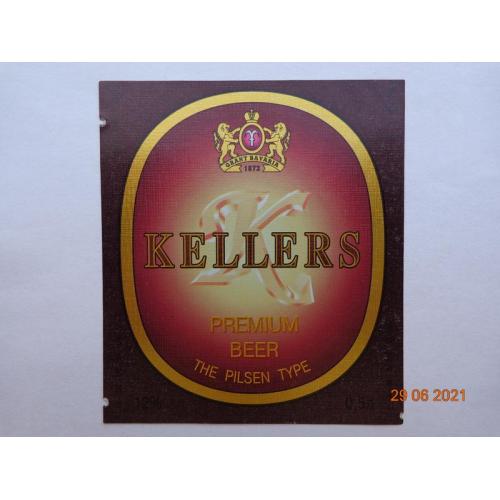 Пивная этикетка "Kellers Premium beer 12%" 0,5л (ПАК "Нова Бавария", Харьков, Украина)