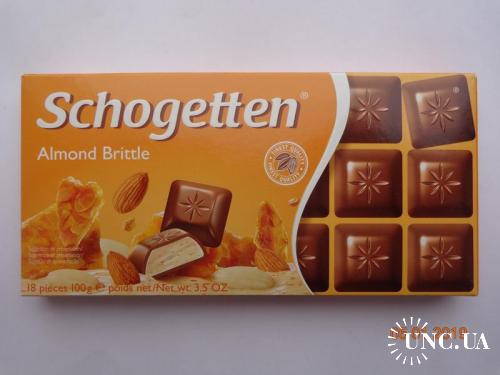 Упаковка от шоколада "Schogetten Almond Brittle" (Ludwig Schokolade GmbH, Saarlouis, Германия, 2017)
