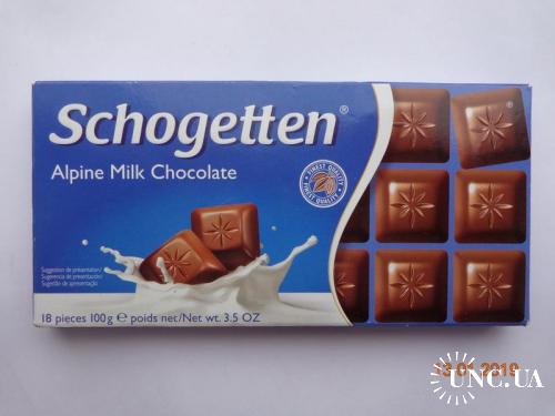 Упаковка от шоколада "Schogetten Alpine Milk" 100g (Ludwig Schokolade, Saarlouis, Германия) (2018)
