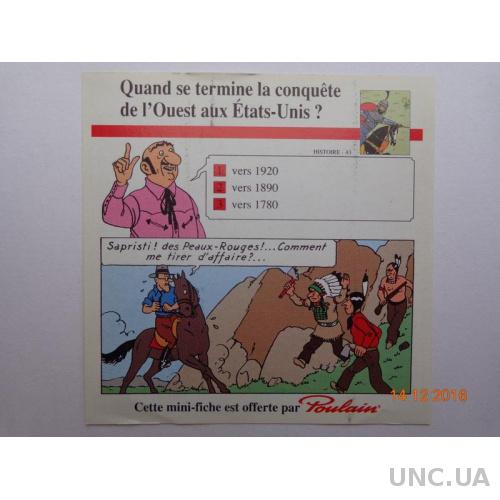 Вкладыш от шоколада "Poulain" (Франция) № 43 "Conquete de l'Quest" (1)