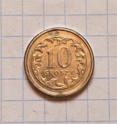10 грошей, Польща, 2010 р., мідно-нікелевий сплав