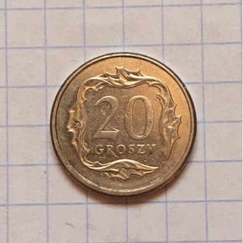 20 грошей, Польща, 2009 р., мідно-нікелевий сплав