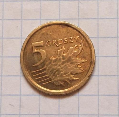 5 грошей (нові) Польща, 2014 р., сталь, плакована латунню