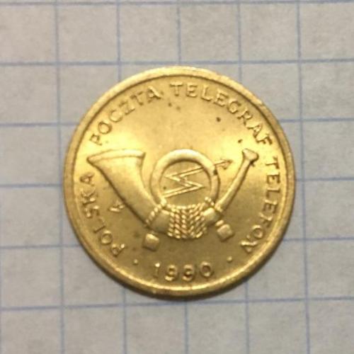 Телефонний жетон , Польща, 1990 р., номінал А, без штампу монетного двору.