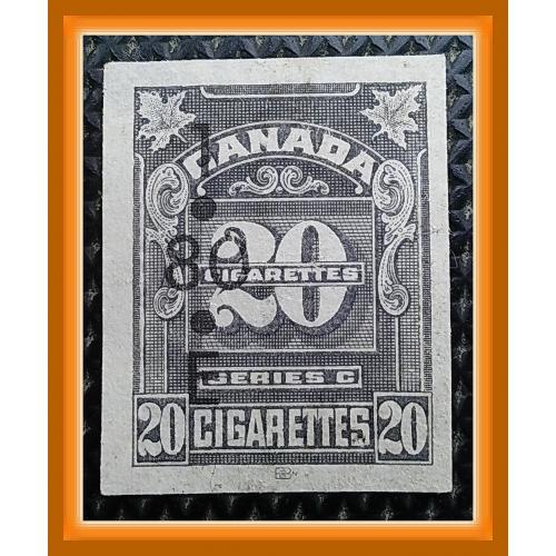 Акцизная марка Канады 1935 г.  -  «20 CIGARETTES». 