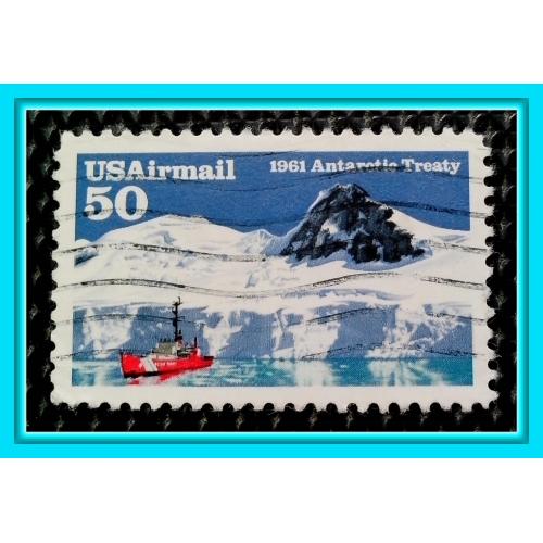 Марка  авиапочты  США  "Landscapes:  Antarctic Treaty"  (1991 г. /  50 ц.) - № 1.