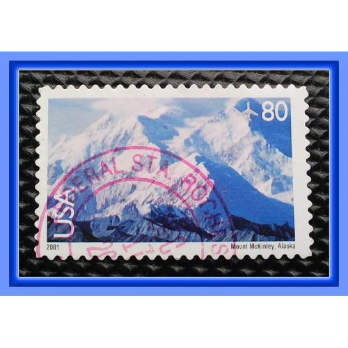 Марка  авиапочты  США  "Landscapes:  Mount McKinley,  Alaska" ( 2001 г. /  80 ц.).
