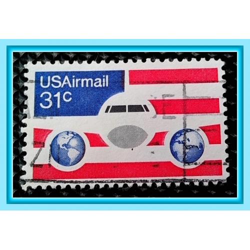 Почтовая марка  авиапочты  США  "Самолёт"  (7).