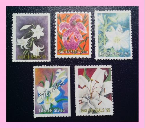 Набор непочтовых  марок  США  "Easter Seals" (1994, 1995, 2001 г.г.).