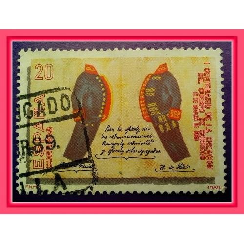 Почтовая марка Испании «100-летие почтовой службы» (1989 г.). 
