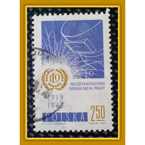 Почтовая марка ПНР   «50-летие Международной организации труда» (1969 г.).  