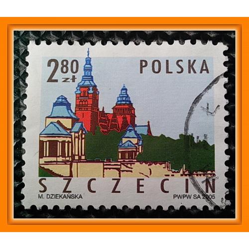 Почтовая марка Польши «Архитектура городов – Щецин»  - 2005 Polish Cities - Szczecin". 