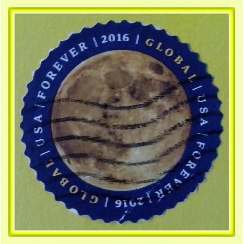Почтовая  марка  США  «Луна»  -  " 2016 Moon - Global Forever ". 