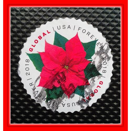  Почтовая марка США «Растения: цветок пуансеттия» - 2018,  Holiday Stamp - Poinsettia» (2). 