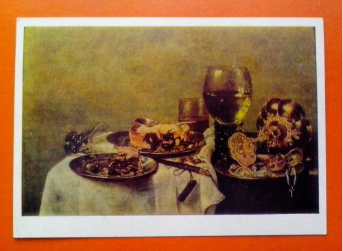 Почтовая открытка «Дрезденская картинная галерея» (Виллем Клас Хеда – «Завтрак с ежевичным пирогом».