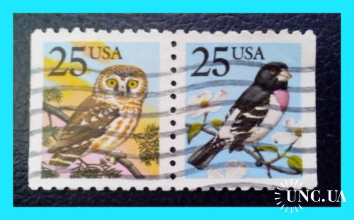 Почтовые марки США «Birds-Grosbeak and Owl Booklet".