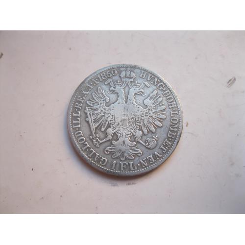 Австрия 1 флорин (florin) 1860 г. Серебро .Оригинал .Хороший сохран !(2)