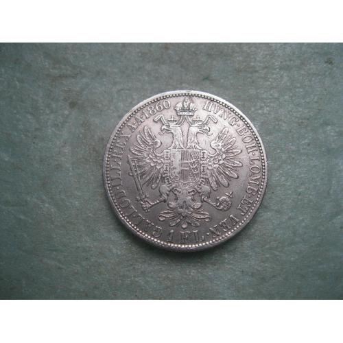 Австрия 1 флорин (florin) 1860 г. Серебро .Оригинал .Состояние !(2)