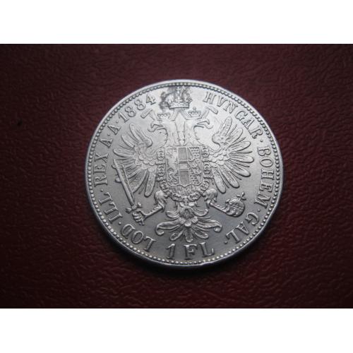 Австрия 1 флорин (florin) 1884 г. Серебро .Оригинал .Хороший сохран !