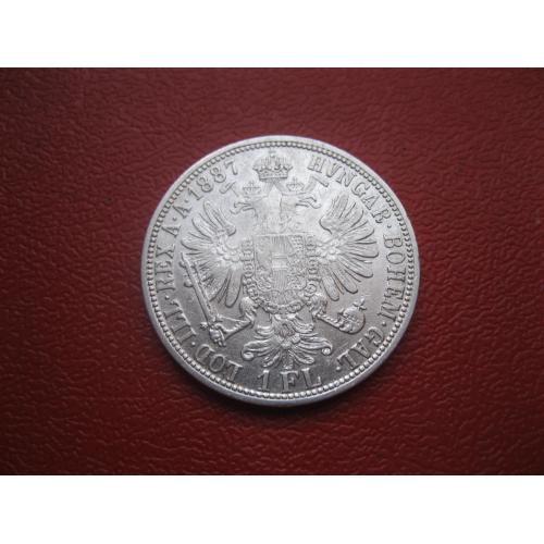 Австрия 1 флорин (florin) 1887 г. Серебро .Оригинал .Хороший сохран ! (2)