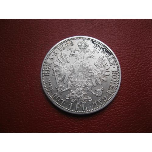 Австрия 1 флорин (florin) 1888 г. Серебро .Оригинал .Состояние !