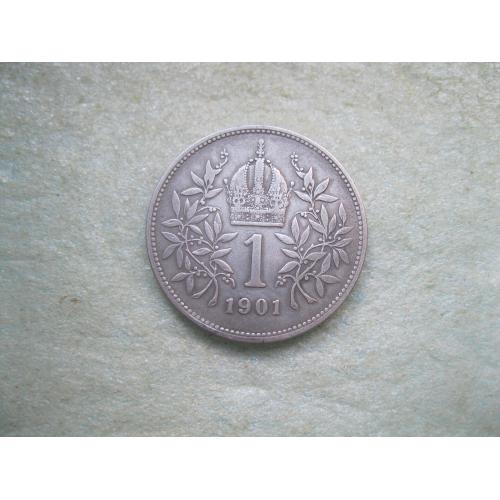 АВСТРО-ВЕНГРИЯ 1 корона 1901 год для АВСТРИИ . Серебро. Оригинал. Состояние !