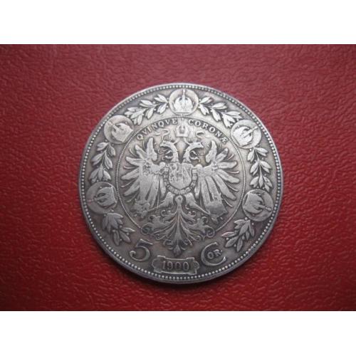Австро - Венгрия 5 крон (corona) 1900 года для Австрии .Хороший сохран..Оригинал. (2)