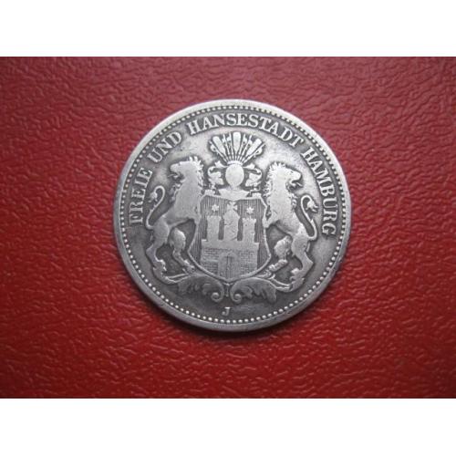 Германия 2 марки 1876 год. «J» Гамбург VF .Оригинал. Серебро.Неплохой сохран.(1)