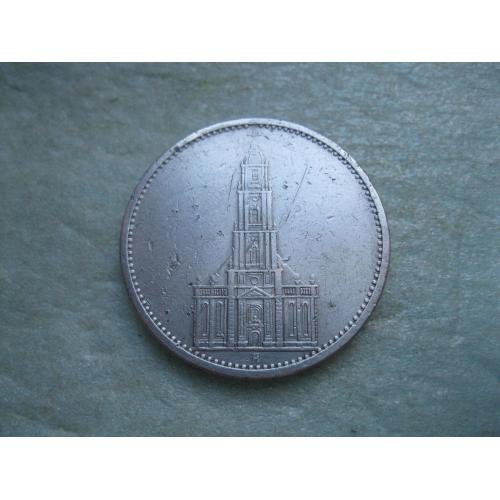 Германия 5 Марок 1934 А Кирха. ТРЕТИЙ РЕЙХ. СЕРЕБРО. Оригинал. Сохран (2)