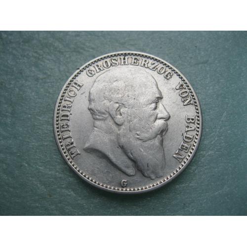 Германия . Баден 2 Марки 1904 года "G". Хороший сохран. (3)