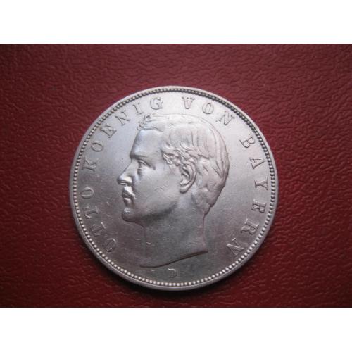 Германия .Бавария 3 марки (mark) 1909 г. Отто. Оригинал .Серебро. Состояние! UNC Блеск!