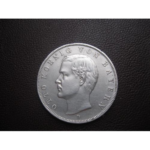 Германия .Бавария 3 марки (mark) 1913 года Отто. Оригинал.Серебро.Состояние!