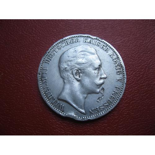 Германия . Королевство Пруссия.3 марки (mark) 1910 года Вильгельм-2 .