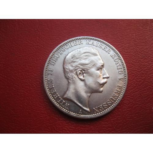Германия . Королевство Пруссия.3 марки (mark) 1912 года Вильгельм-2 .. Отличный сохран. XF-UNC(1)