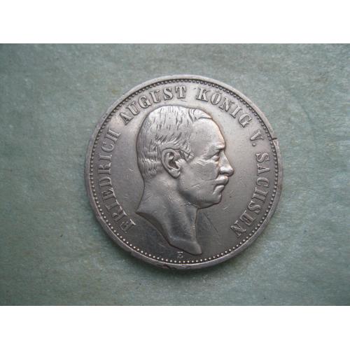 Германия .Саксония 3 марки (mark) 1908 года Фридрих Август. Серебро. Оригинал.