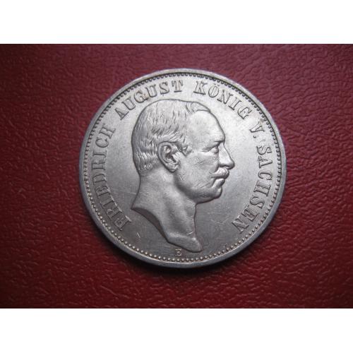 Германия .Саксония 3 марки (mark) 1910 года Фридрих Август. Серебро. Оригинал.Состояние!