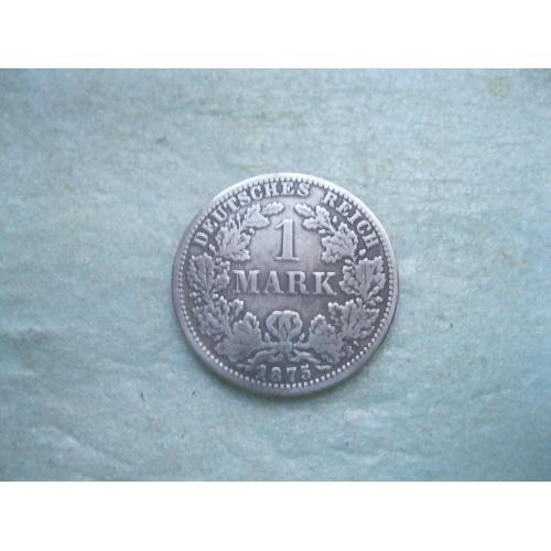 Германская империя 1 марка 1875 г. Монетный двор А. Серебро.Оригинал.Неплохой сохран.
