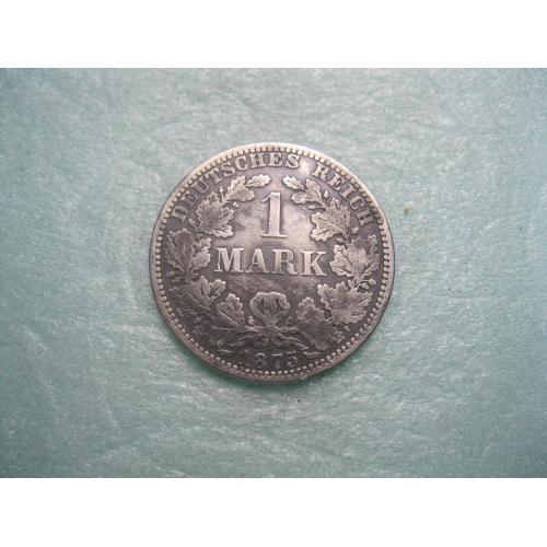 Германская империя 1 марка 1875 г. Монетный двор А. Серебро.Оригинал.
